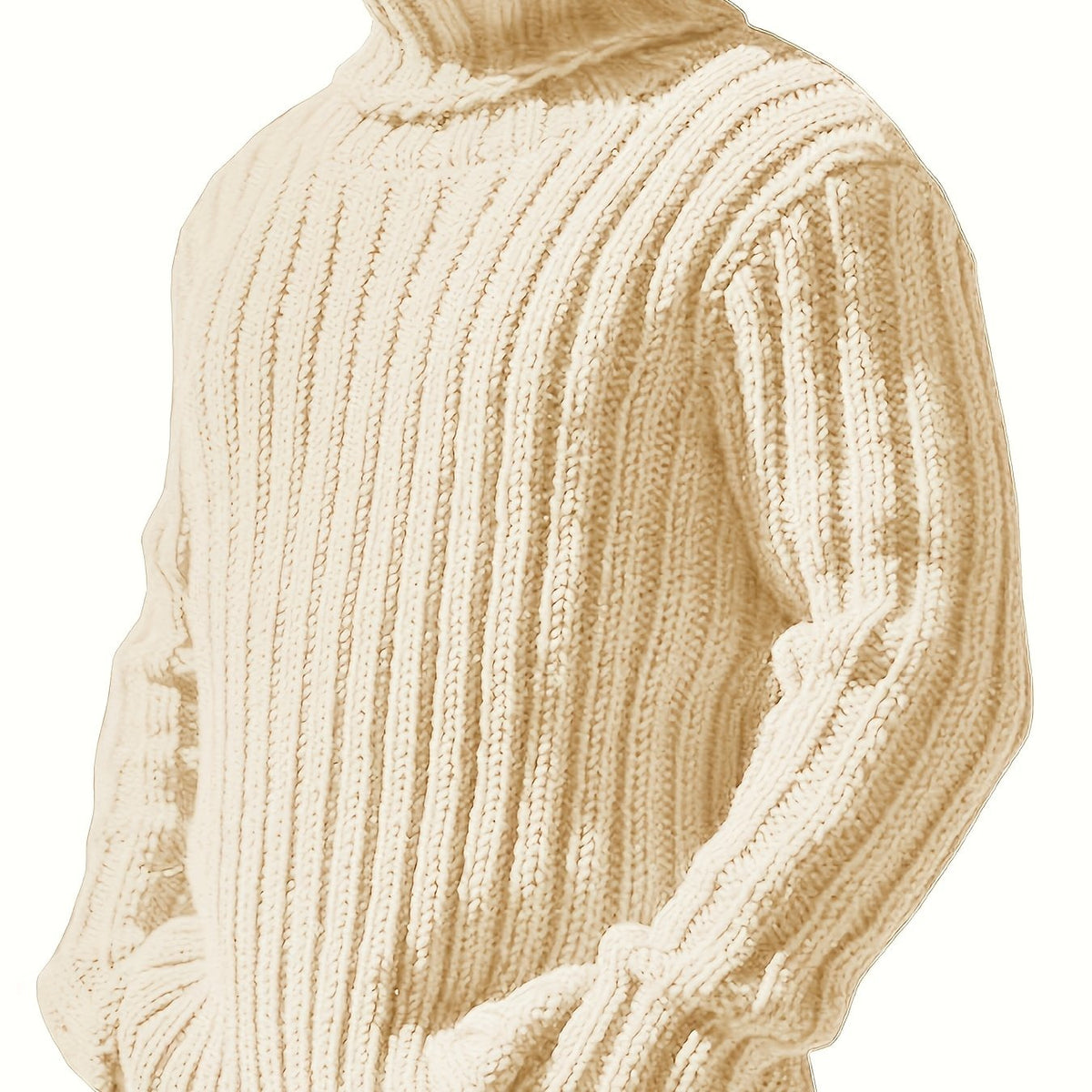 Herren Rollkragenpullover, grob gestrickt, Rippmuster, Schwarz