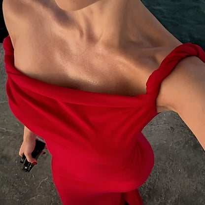 Damen Abendkleid Elegant One-Shoulder Maxikleid Figurbetont für besondere Anlässe