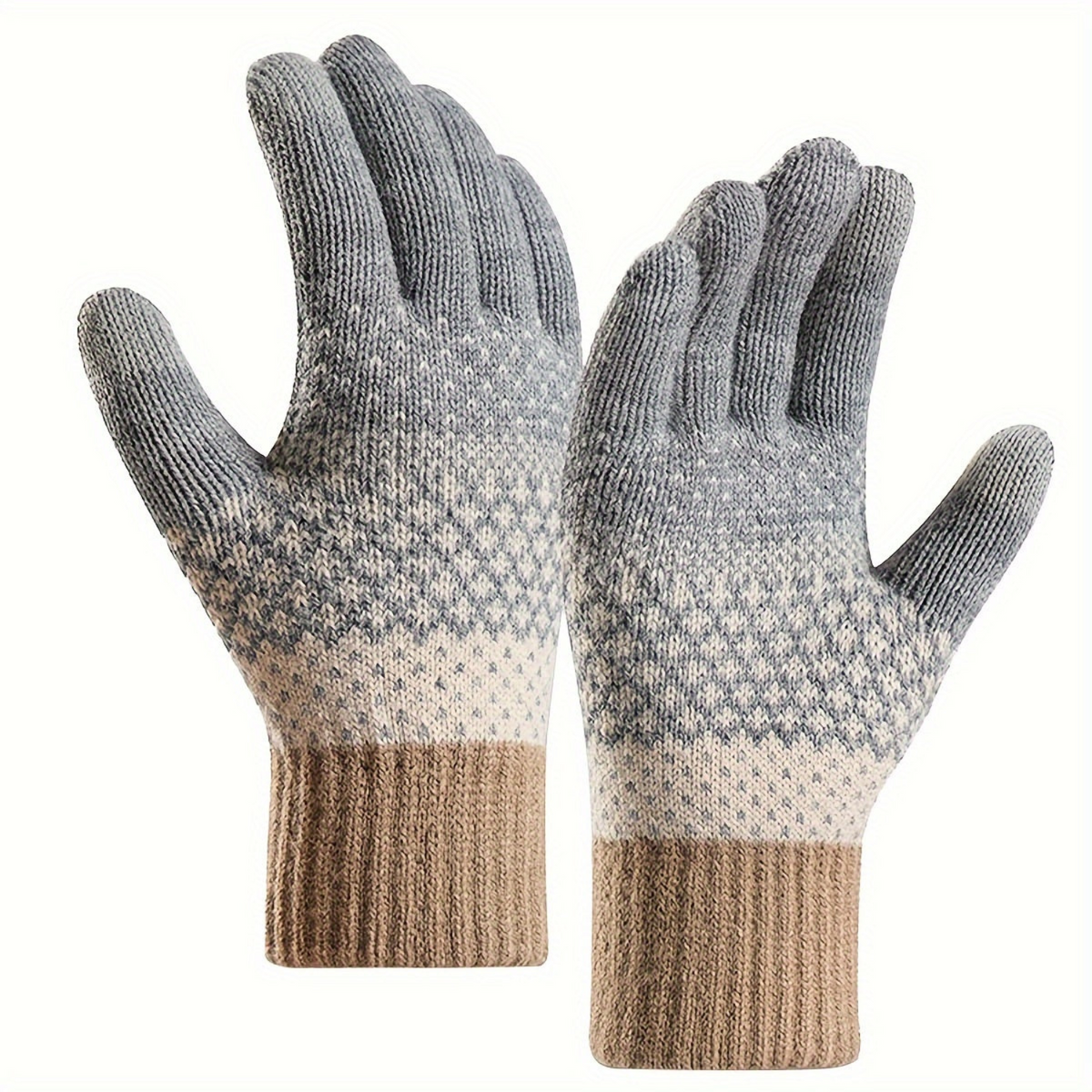 Gestrickte Winterhandschuhe mit Muster Strickhandschuhe für Erwachsene