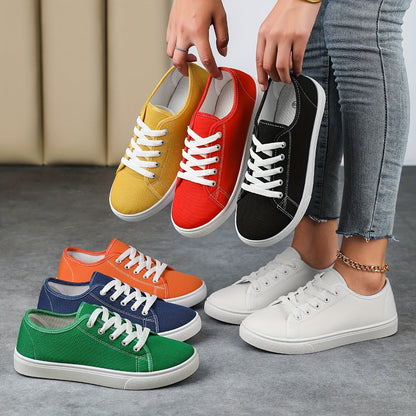 Damen Freizeit-Sneaker mit Schnürung – Bequeme Low-Top Schuhe für Alltag und Freizeit