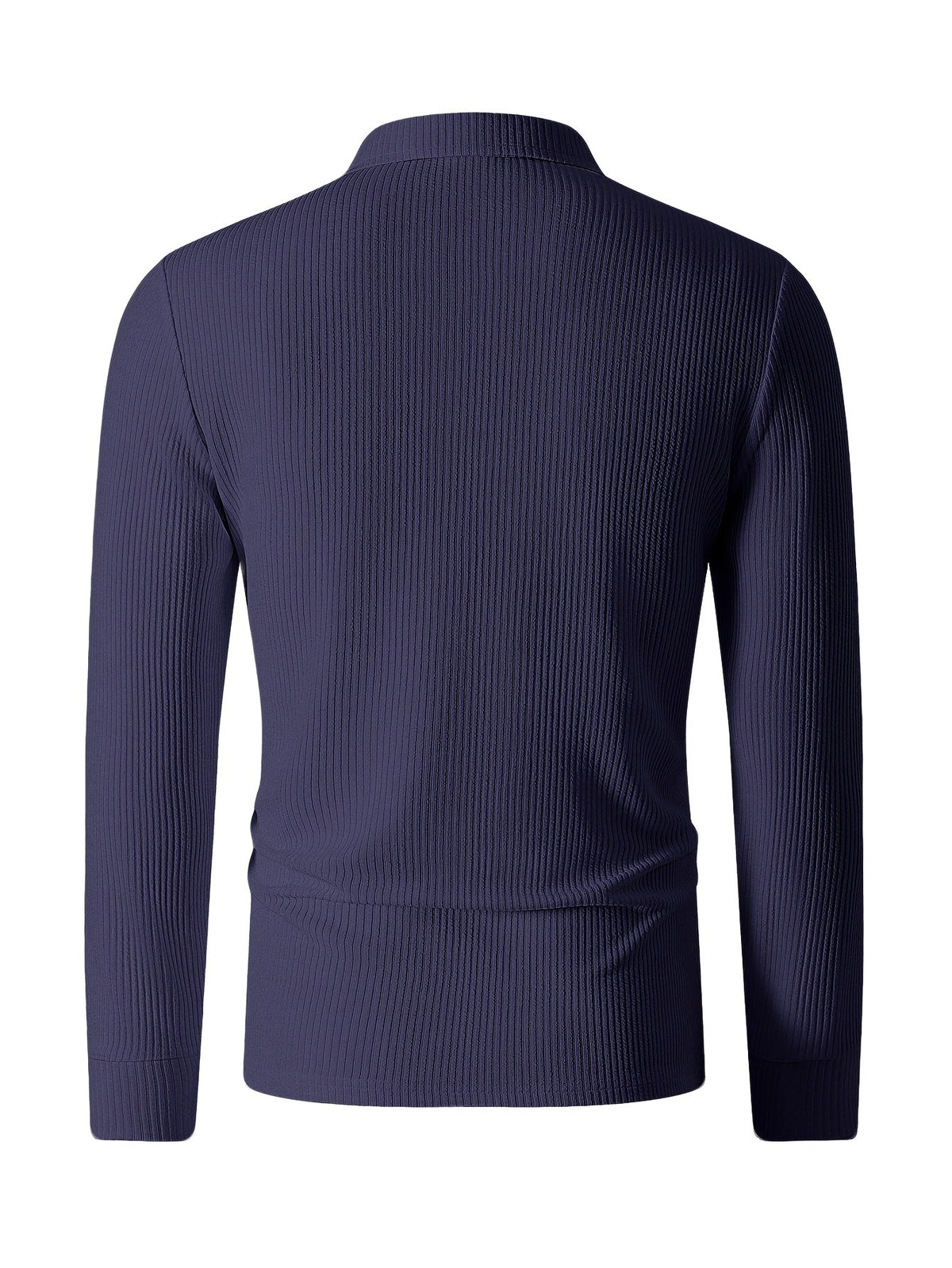 Herren Rippstrick Poloshirt Langarm mit Reißverschluss Kragen