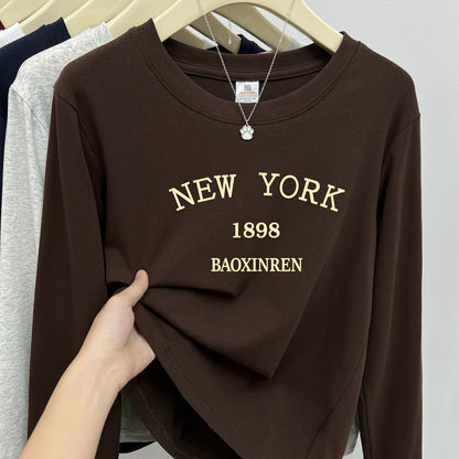 Langarmshirt Damen Rundhals Print NEW YORK Weiches Material