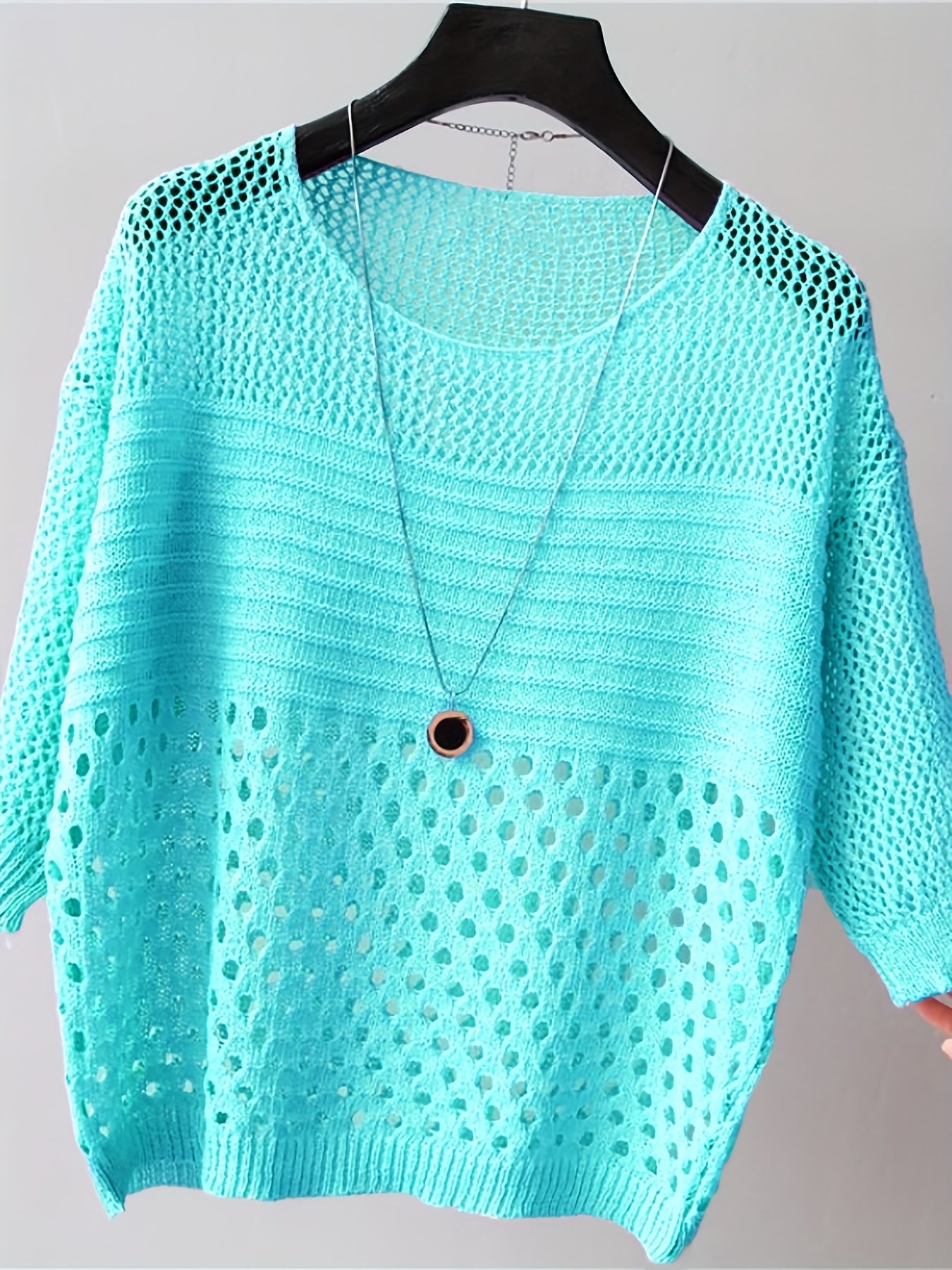 Damen Locker Geschnittenes Strickshirt mit Häkeldesign und Modernem Look