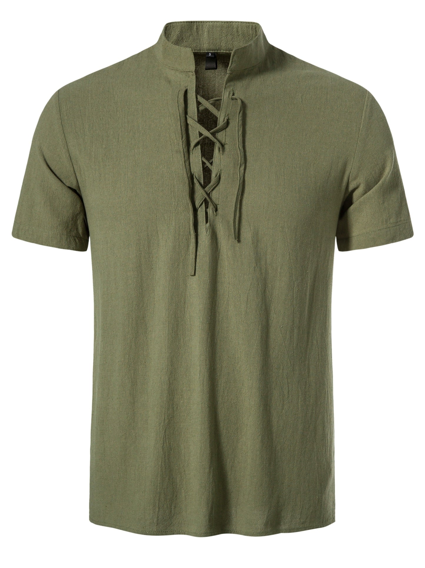 Herren Tunika Shirt Kurzarm mit Schnürung – Lässige Sommermode im Vintage-Stil