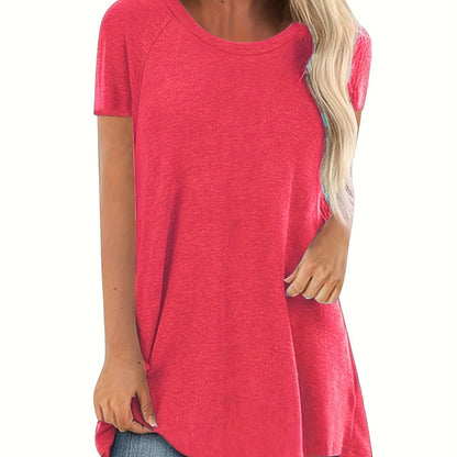 Damen Tunika T-Shirt mit kurzen Ärmeln und lockerem Schnitt – Bequemes Freizeit-Oberteil für Alltag und Büro