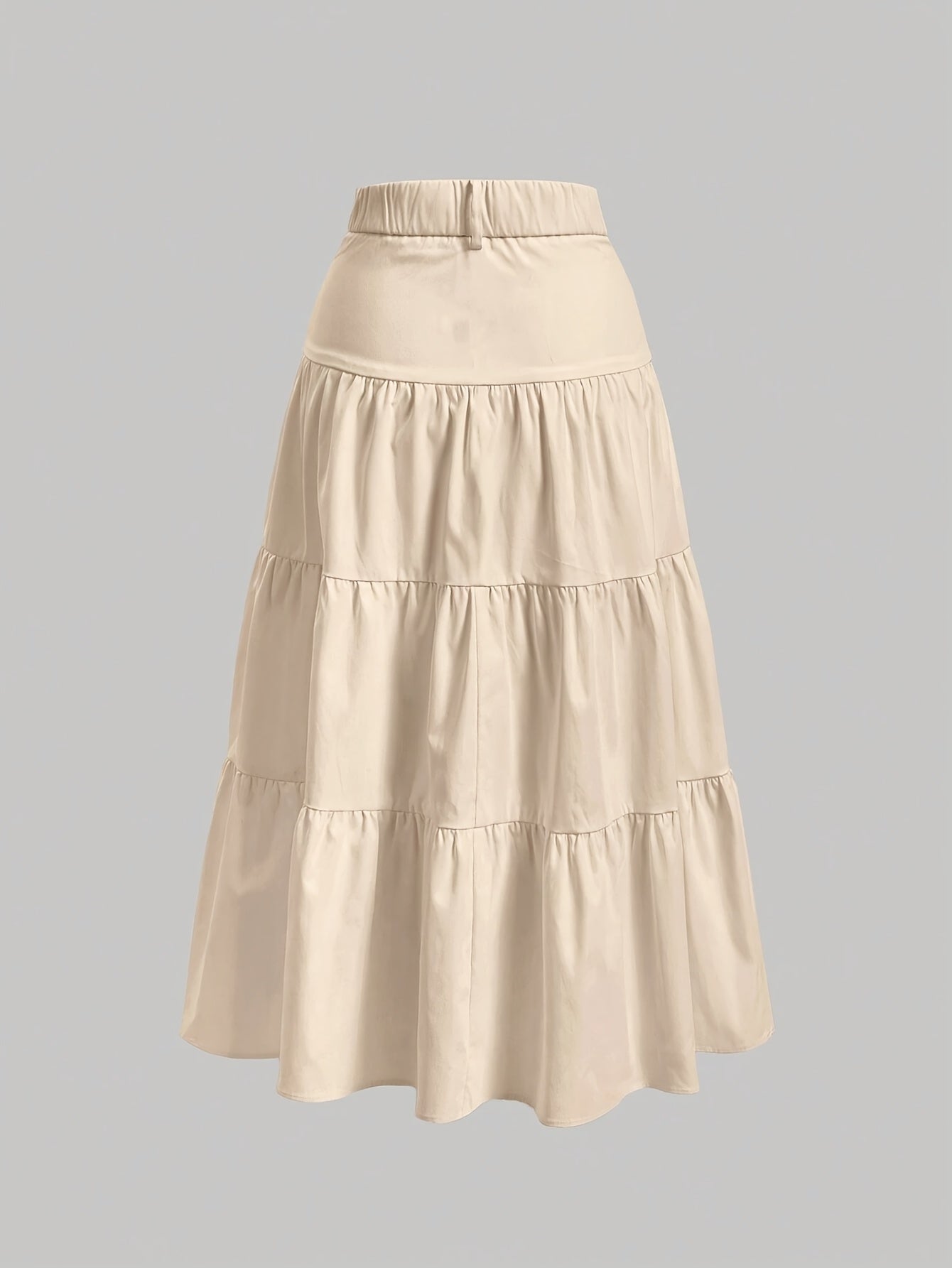 Damen Maxirock Elegant Stufenrock mit Hohem Bund für Alltag und Freizeit