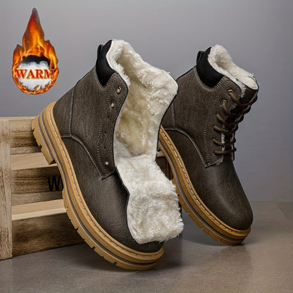 Herren Winterstiefel gefüttert Schnürstiefel Stiefelette mit Profilsohle