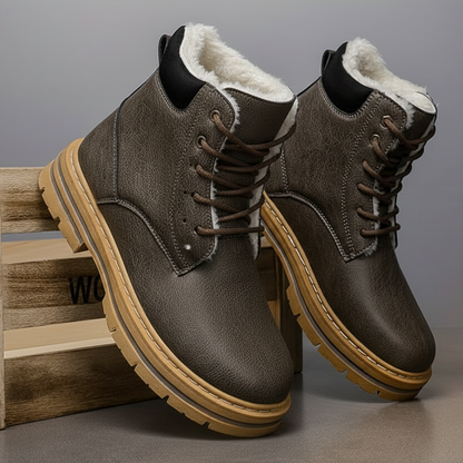 Herren Winterstiefel gefüttert Schnürstiefel Stiefelette mit Profilsohle