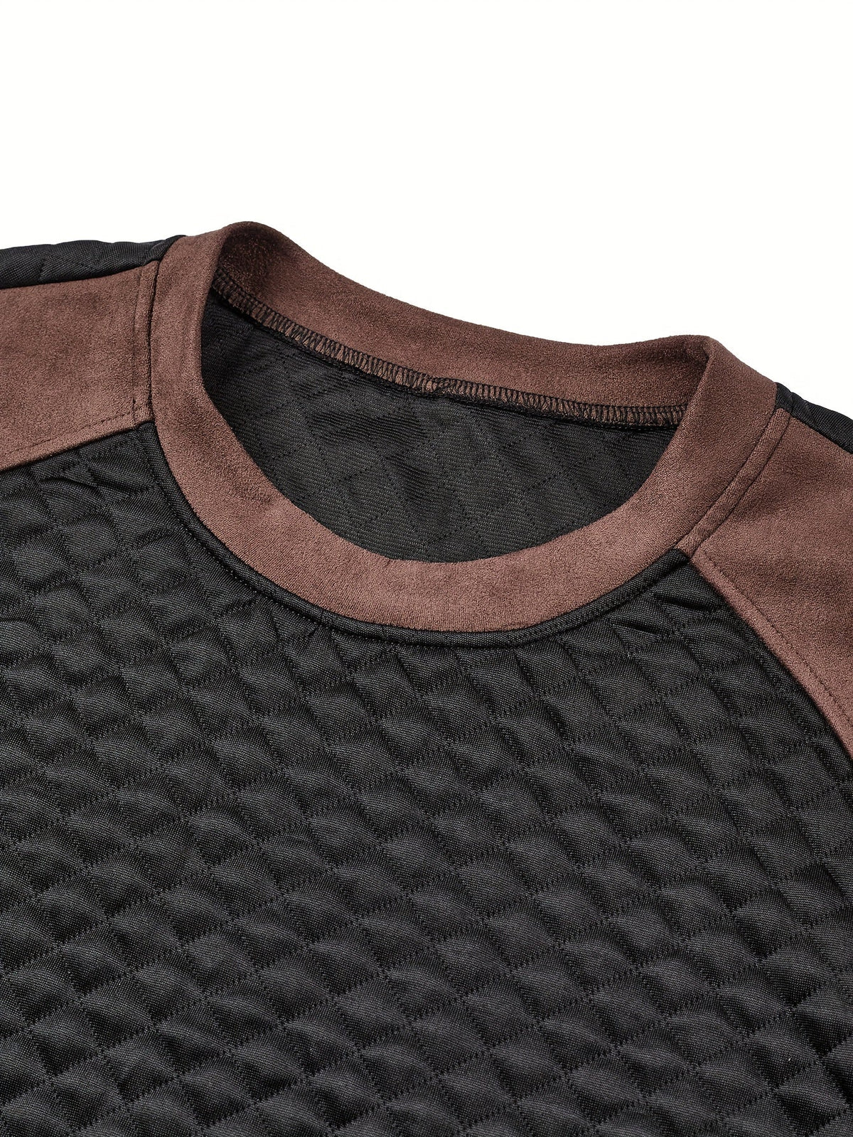 Herren Stepp-Sweatshirt Schwarz Braun Rundhals Langarm Winter