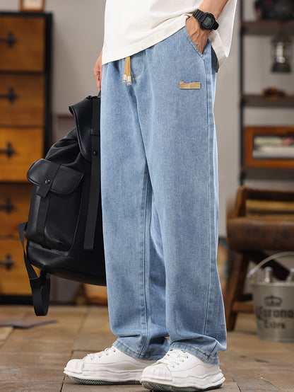 Herren Relaxed Fit Jeans Jogginghose – Modischer Freizeit-Look mit Kordelzug