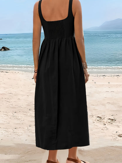 Damen Sommerkleid Midi Fit & Flare – Ärmellos, Freizeit & Urlaub, Boho-Stil