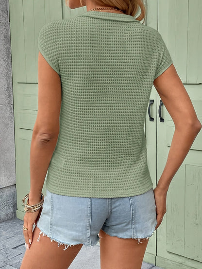Damen Henley Shirt mit Struktur und Knopfleiste – Lässiges Kurzarm-Oberteil für Alltag & Freizeit
