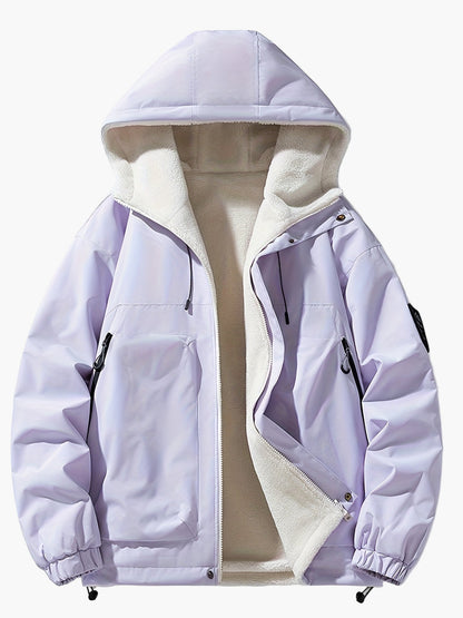 Herren Kapuzenjacke Casual Streetwear für Herbst und Winter, warm gefüttert, Outdoor