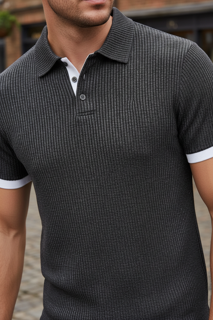Herren Modernes Strick-Poloshirt mit Struktur und Kurzarm – Stilvoll für Business und Freizeit