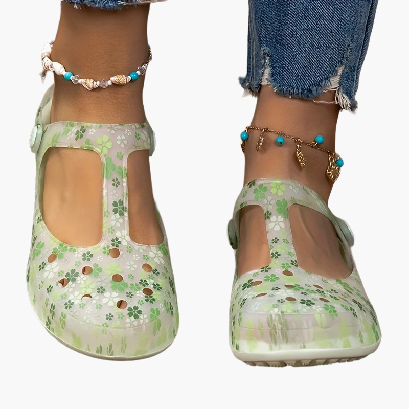 Damen Bequeme Freizeit Mary Jane Schuhe mit Blumenmuster – Alltag & Urlaub