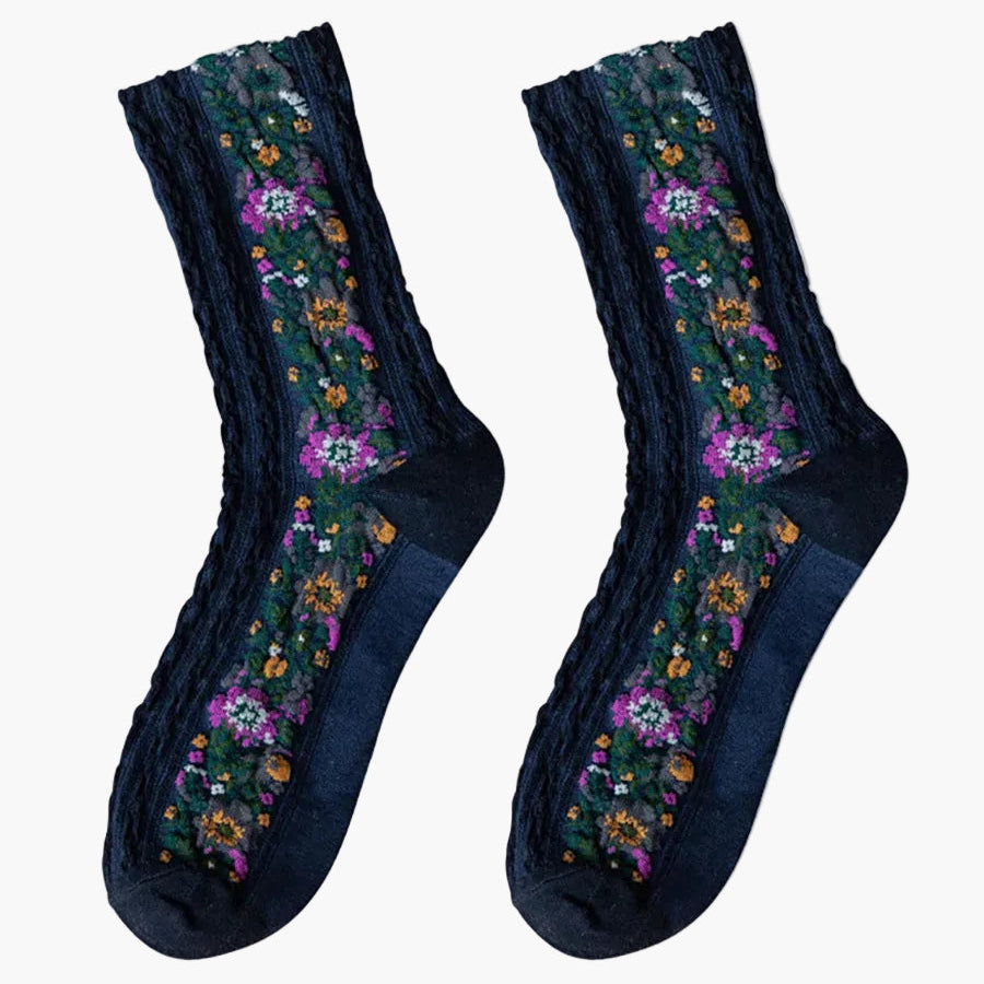 Damen Socken mit Blumenmuster Jacquard – Modisch & Bequem für Alltag und Freizeit