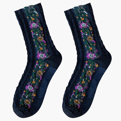 Damen Socken mit Blumenmuster Jacquard – Modisch & Bequem für Alltag und Freizeit