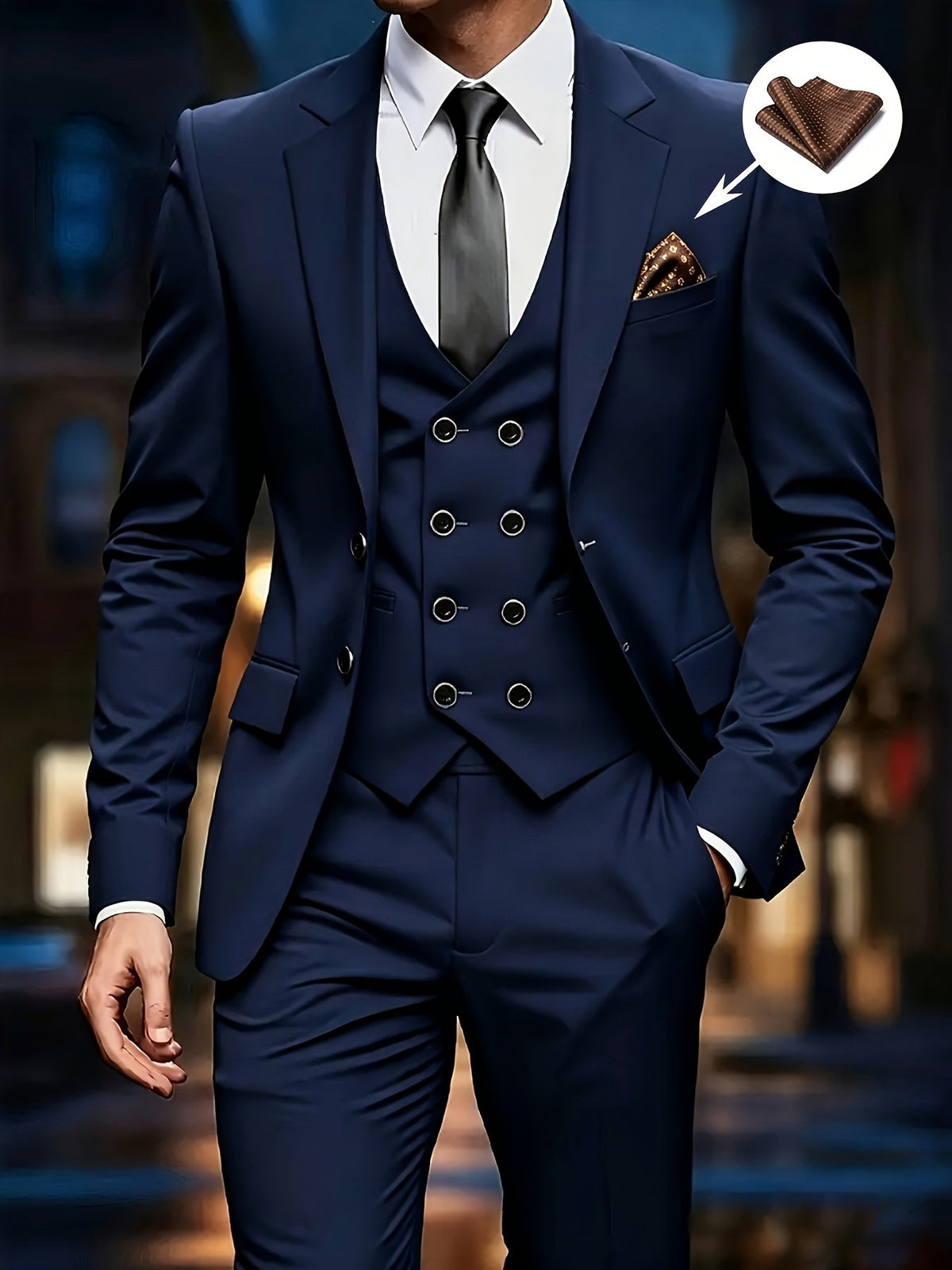 Herren Anzug Set 3-teilig mit Sakko Weste Hose Hochzeitsanzug Business
