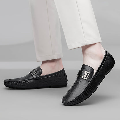 Herren Mokassins Slip-On Loafer mit Schnalle – Eleganter Freizeitschuh für Alltag und Freizeit