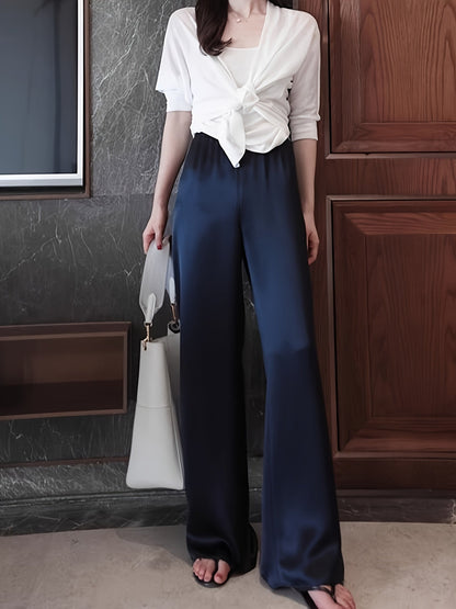 Damen Weitbeinige Elegante Hose für Büro und Freizeit