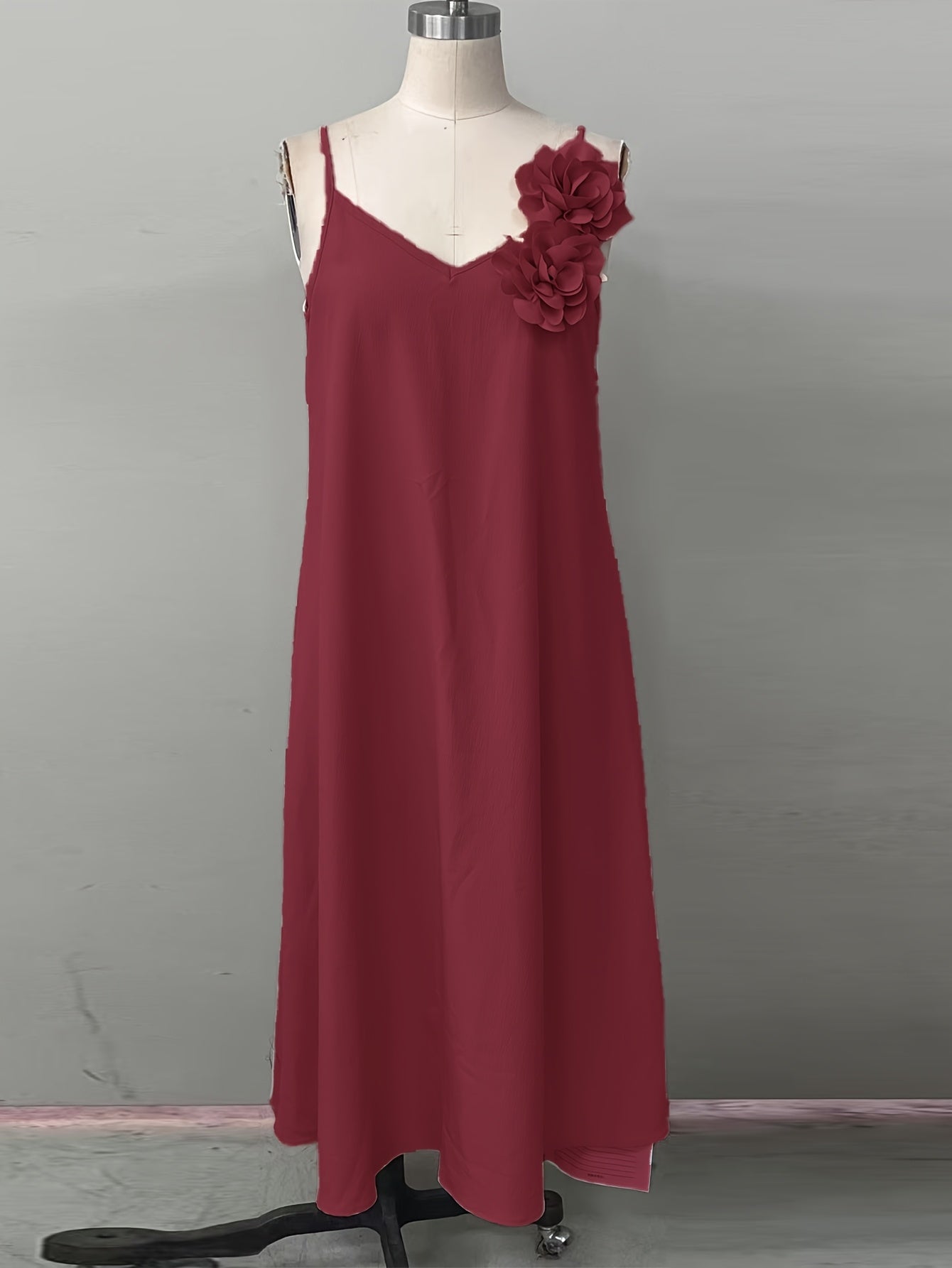 Damen Elegantes Maxikleid mit 3D-Blumenapplikation für besondere Anlässe