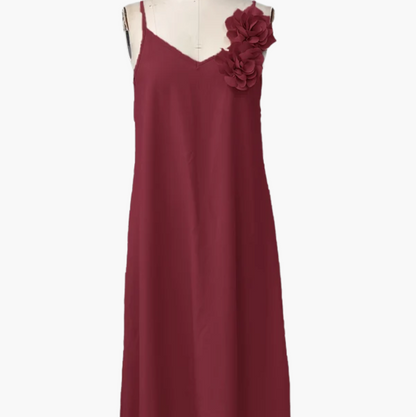 Damen Elegantes Maxikleid mit 3D-Blumenapplikation für besondere Anlässe