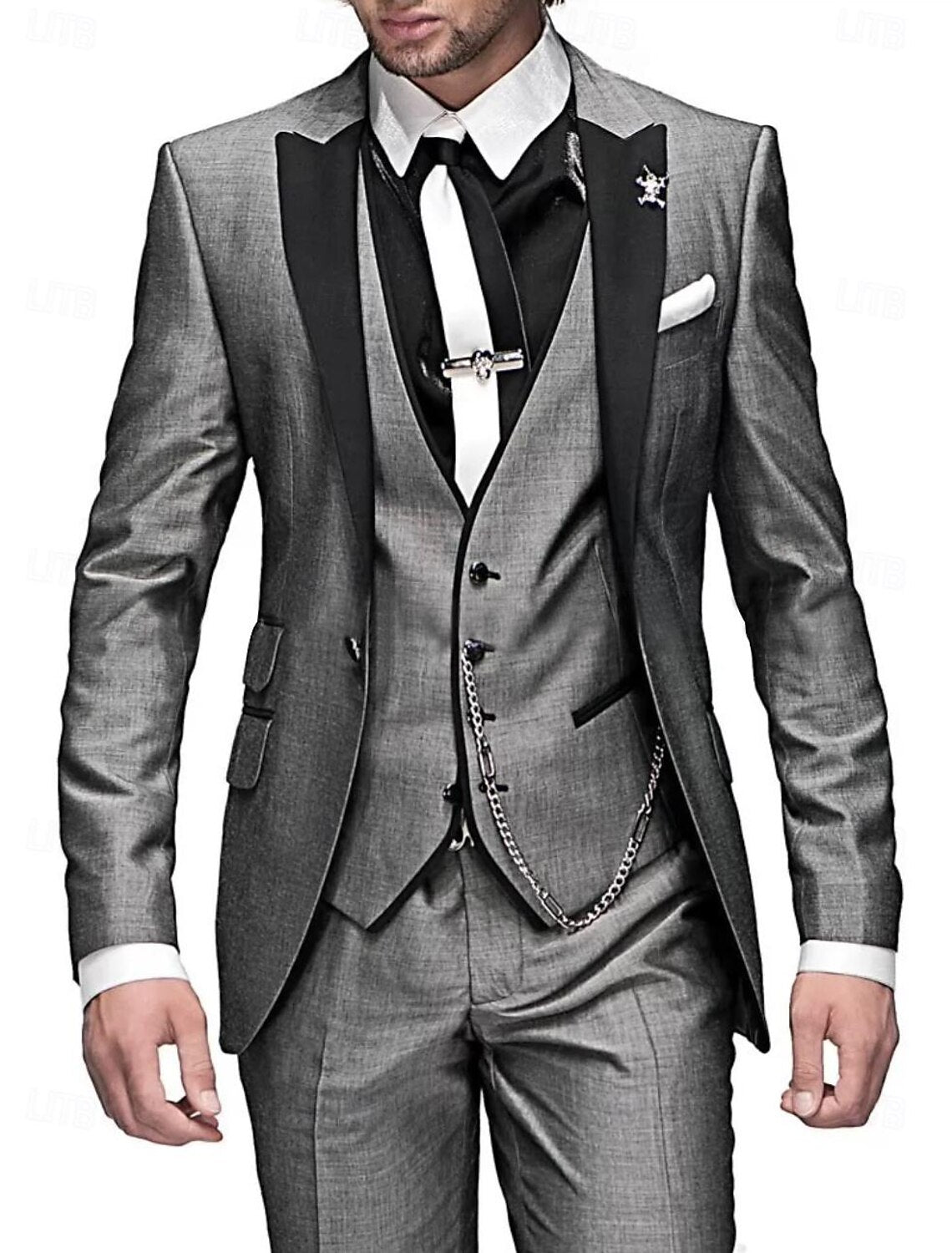 Herren 3-teiliges Slim-Fit Anzugset mit Weste – Eleganter Hochzeits- & Galaanzug