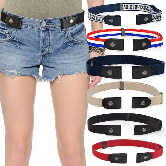 Elastischer Schnallenloser Gürtel mit Druckknöpfen, Unsichtbarer Stretch-Gürtel für Damen & Herren