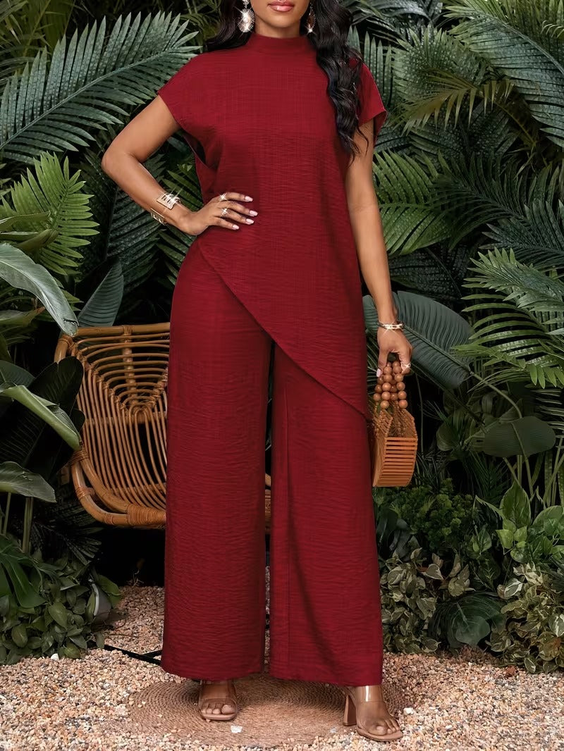 Damen Eleganter Jumpsuit mit Asymmetrischem Überwurf – Stilvoller Einteiler für Freizeit und Events