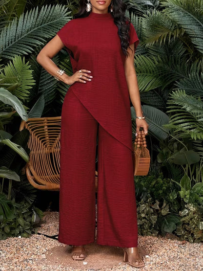 Damen Eleganter Jumpsuit mit Asymmetrischem Überwurf – Stilvoller Einteiler für Freizeit und Events