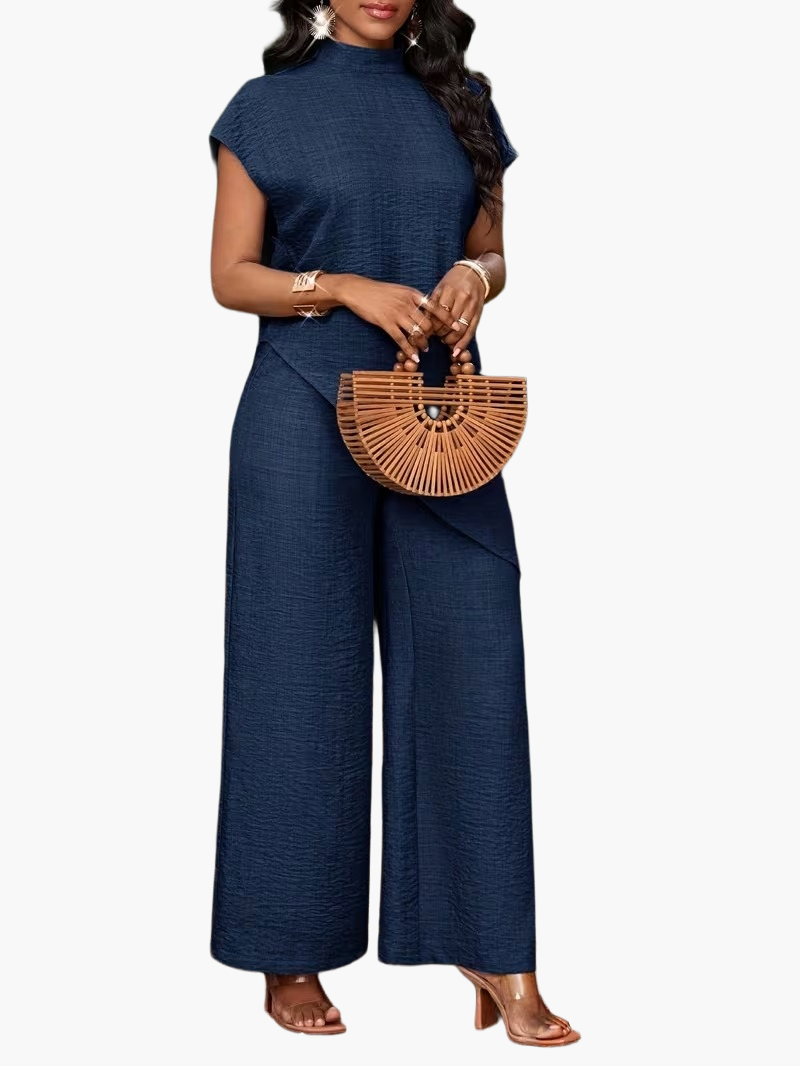 Damen Eleganter Jumpsuit mit Asymmetrischem Überwurf – Stilvoller Einteiler für Freizeit und Events