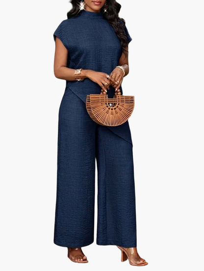 Damen Eleganter Jumpsuit mit Asymmetrischem Überwurf – Stilvoller Einteiler für Freizeit und Events