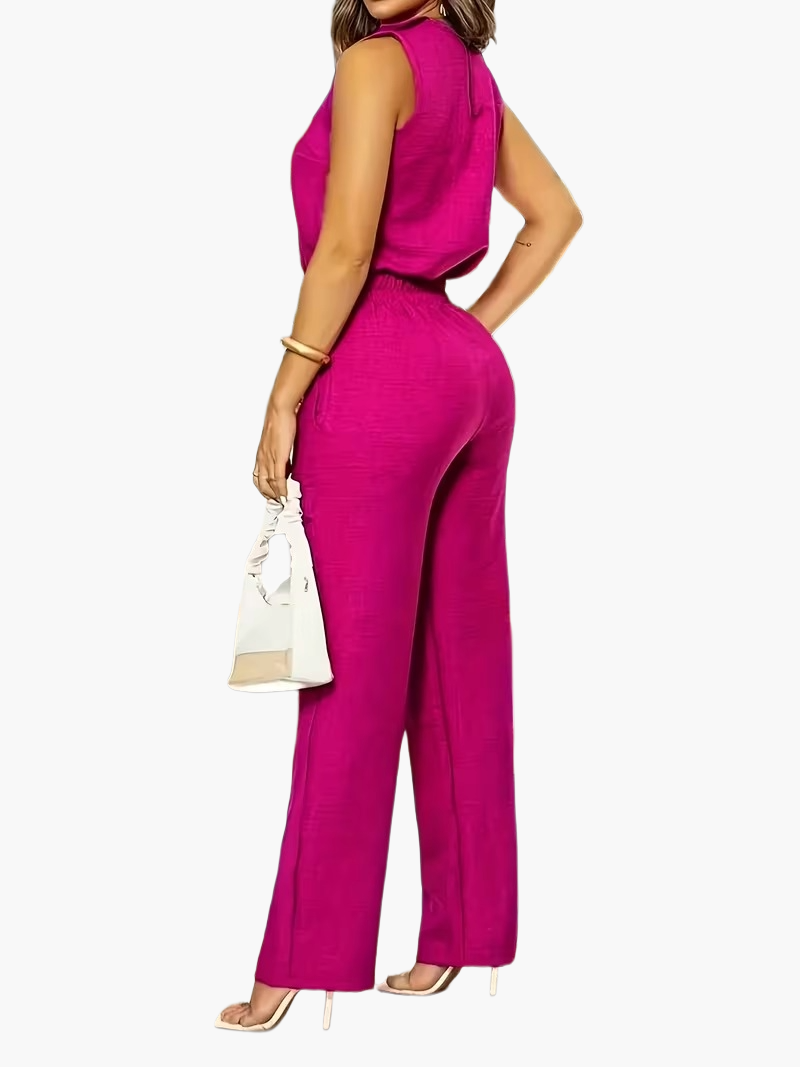 Damen Eleganter Jumpsuit für Büro & Alltag – Weit geschnitten, ärmellos, stilvoll