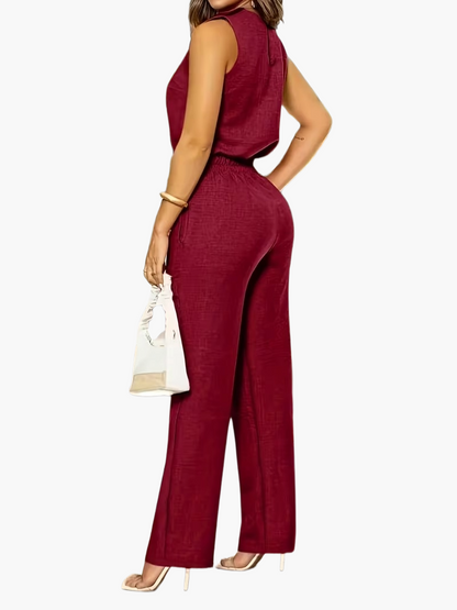 Damen Eleganter Jumpsuit für Büro & Alltag – Weit geschnitten, ärmellos, stilvoll