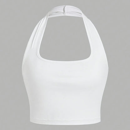 Damen Halter Neck Backless Crop Top – Modisches Sommer Basic für Freizeit & Streetwear