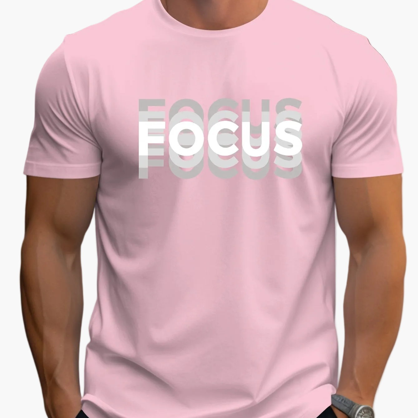 Herren T-Shirt mit modernem FOCUS Schriftzug – Casual Statement Look für Alltag und Freizeit