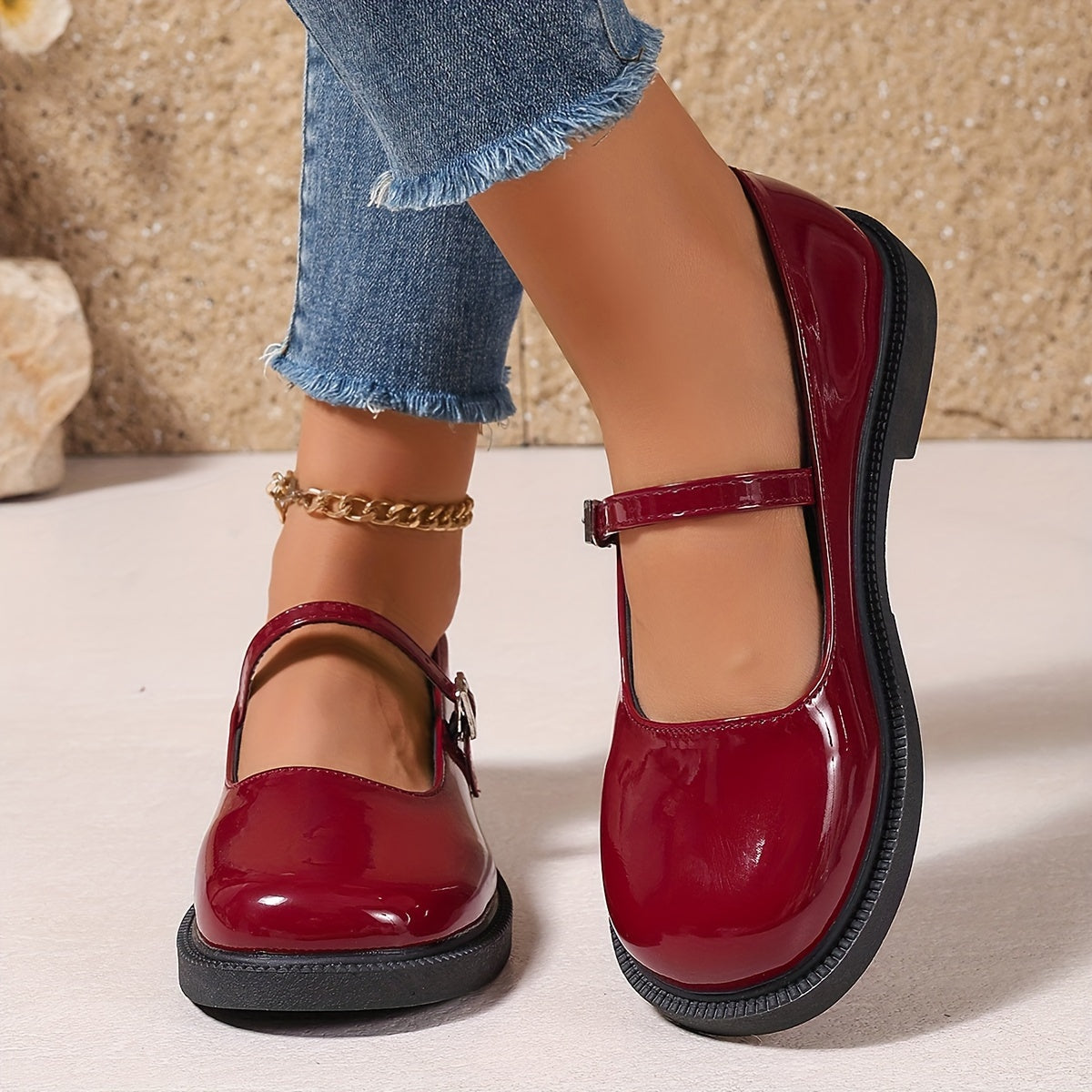 Damen Mary Jane Ballerinas im Preppy-Stil – Bequeme Alltagsschuhe mit Riemchen