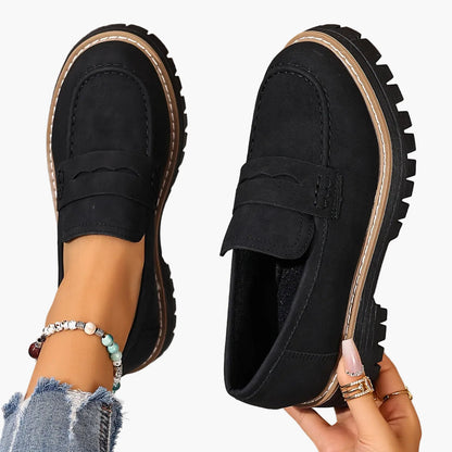 Damen Loafer im klassischen Stil mit Profilsohle – Bequeme Alltags-Slipper für Freizeit und Büro