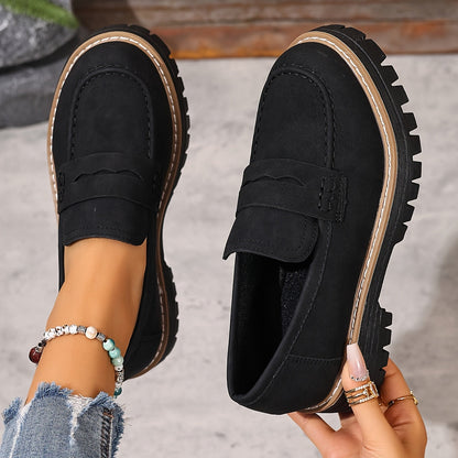 Damen Loafer im klassischen Stil mit Profilsohle – Bequeme Alltags-Slipper für Freizeit und Büro