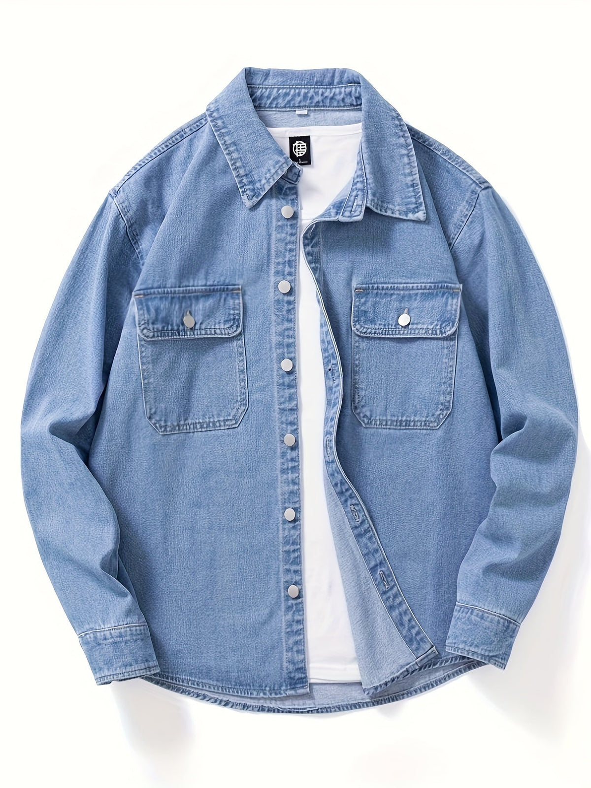 Jeanshemd Herren Hemd Denim Shirt Langarm Casual Freizeithemd mit Brusttaschen