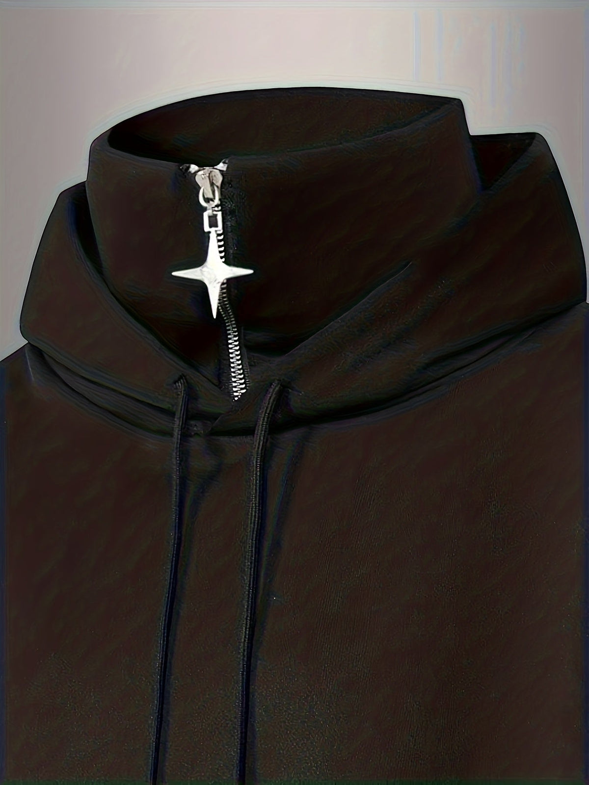Hoodie mit Reißverschlusskragen & Kordelzug Schwarz Unisex