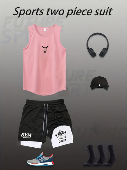 Herren Fitness Tanktop und Shorts Set – Sportliches Trainingsoutfit für das Fitnessstudio