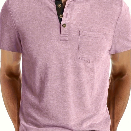 Herren Henley T-Shirt mit Knopfleiste und Brusttasche – Freizeitstil für Alltag und Wochenende