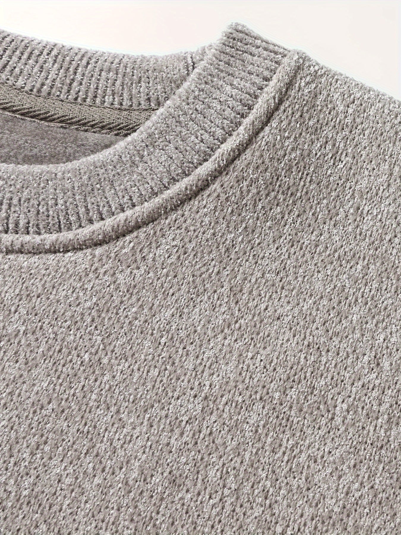 Unisex Langarm Sweatshirt Rundhals Fleece-Futter Melange-Optik
