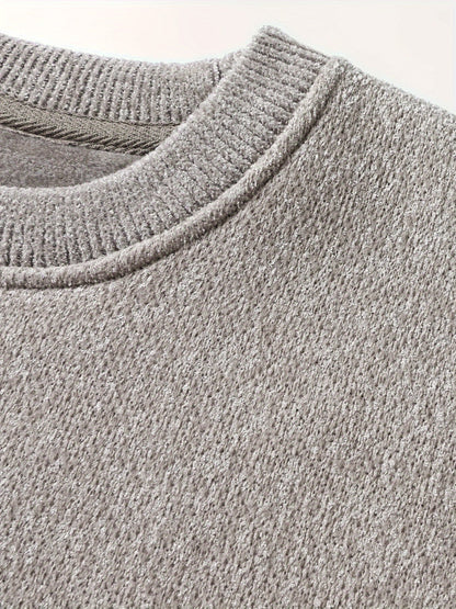 Unisex Langarm Sweatshirt Rundhals Fleece-Futter Melange-Optik