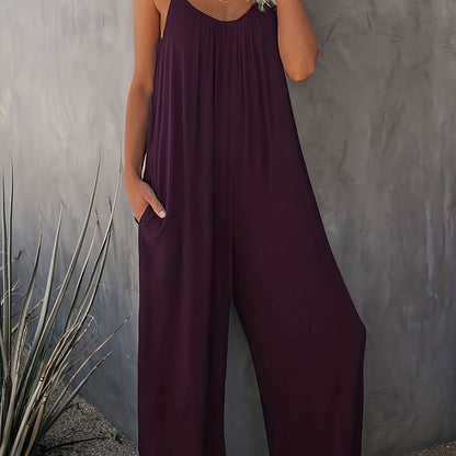 Damen Jumpsuit mit Spaghettiträgern – Lässiger Einteiler für Alltag und Urlaub