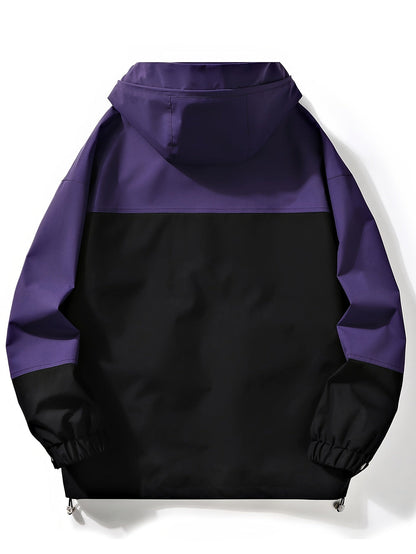 Unisex Kapuzenjacke Color-Blocking Reißverschluss Windjacke Freizeit
