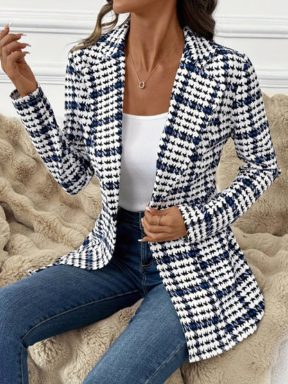 Damen Eleganter Business Blazer im Karo-Design für Büro und Alltag