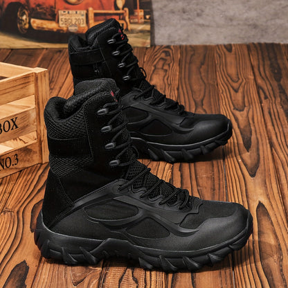 Unisex Outdoor-Stiefel Wanderstiefel mit Schnürung in Beige/Schwarz
