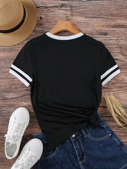 Damen T-Shirt mit Herz-Print, sportlich-lässiger Stil, ideal für Alltag und Freizeit
